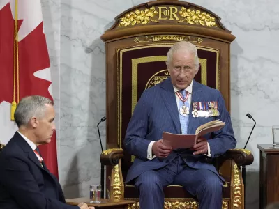 King Charles delivers the speech from the throne in the Senate in Ottawa on Tuesday, May 27, 2025. THE CANADIAN PRESS/Adrian Wyld/The Canadian Press via AP)
