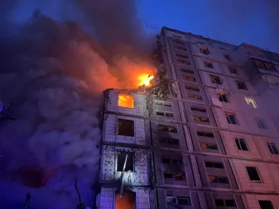 A view shows a heavily damaged residential building hit by a Russian missile, amid Russia's attack on Ukraine, in Uman, Cherkasy region, Ukraine April 28, 2023. Press service of the Interior Ministry of Ukraine/Handout via REUTERS ATTENTION EDITORS - THIS IMAGE HAS BEEN SUPPLIED BY A THIRD PARTY.   TPX IMAGES OF THE DAY