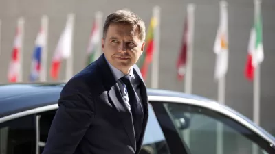 ﻿FILE- In this Friday, Sept. 11, 2015 file photo, Slovakian Finance Minister Peter Kazimir arrives for a meeting of EU finance ministers at the European Council building in Luxembourg. The finance ministers from Portugal, Luxembourg, Slovakia and Latvia are in the runoff to seek the presidency of the eurogroup, the gathering of finance chiefs of the 19 nations that use the euro. (AP Photo/Virginia Mayo, File)