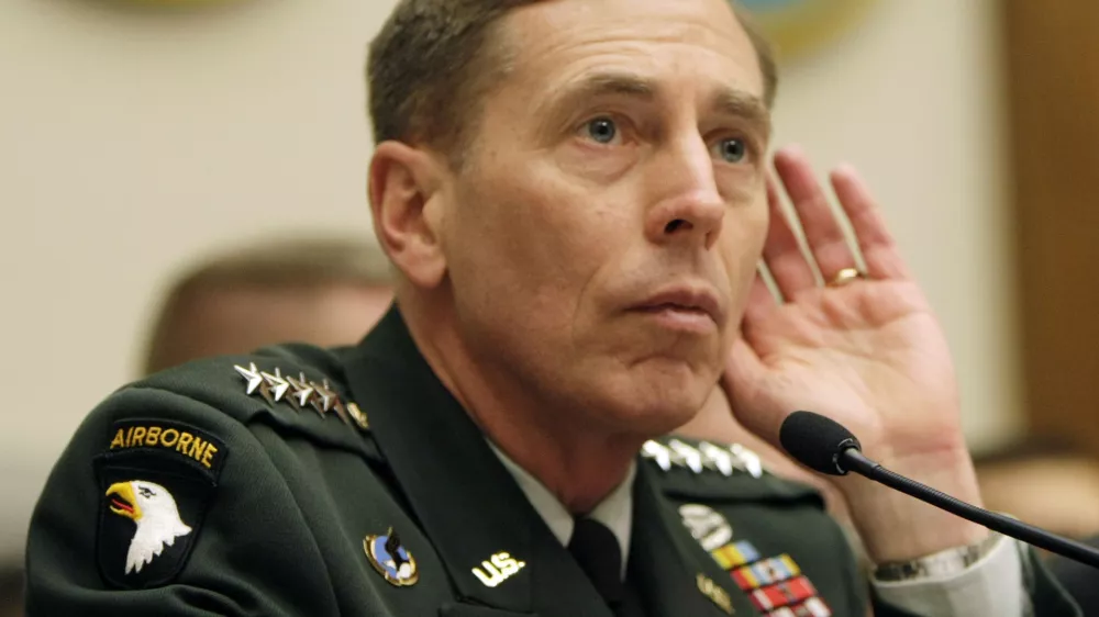 ** FILE ** In this April 9, 2008 file photo. Gen David Petraeus testifies on Capitol Hill in Washington. The Associated Press has learned that Petraeus, the four-star general who has been leading troops in Iraq, has been tapped to become the next commander of U.S. Central Command. (AP Photo/Pablo Martinez Monsivais, File)