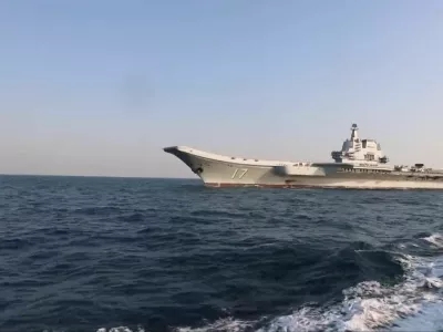 Chinese aircraft carrier Shandong is seen in this screenshot taken from a video titled "Subdue Demons and Vanquish Evils", released by the Eastern Theatre Command of China's People's Liberation Army (PLA) on April 1, 2025. Eastern Theatre Command/Handout via REUTERS ATTENTION EDITORS - THIS IMAGE WAS PROVIDED BY A THIRD PARTY. MANDATORY CREDIT. NO RESALES. NO ARCHIVES.   TPX IMAGES OF THE DAY