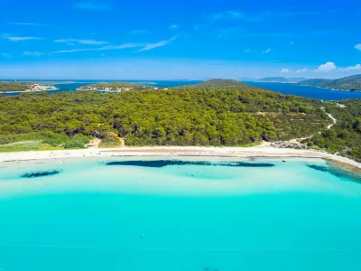 Turquoise lagoon bay on Sakarun beach on Dugi Otok island, Croatia, beautiful seascape and popular tourist destination