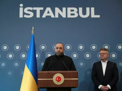 Vodja ukrajinske delegacije Rustan Umerov po koncu pogovorov v Carigradu. Foto: Reuters