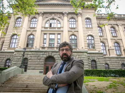 30.5.2025 - Radomir Lazović je srbski aktivist, politik in oblikovalec. Je sopredsednik stranke Zeleno-leva fronta (ZLF).Foto: Luka Cjuha