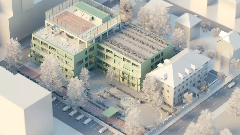 Na natečaju za izbiro strokovno najprimernejše rešitve za gradnjo novega poslopja Centra Iris je zmagal načrt biroja Bevk Perović arhitekti. Foto: Bevk Perović arhitekti