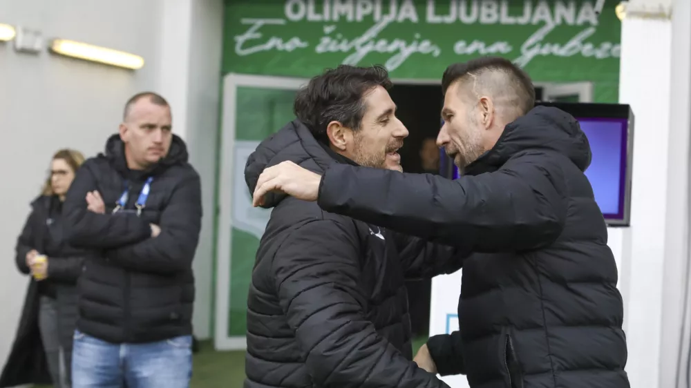 Victor Sanchez in Boštjan Cesar 10.11.2024 - nogomet tekma Olimpija - Maribor - stadion Stožice   FOTO: LUKA CJUHA