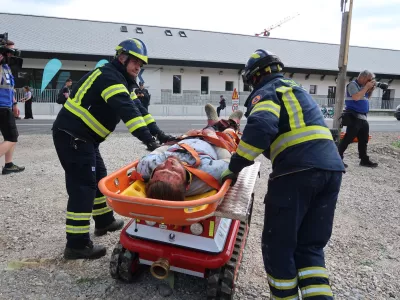 Vaja potres 2025, Nova Gorica, Gorica, simulacija potresa, reševanje, gasilci, reševalci, / Foto: Nataša Bucik Ozebek