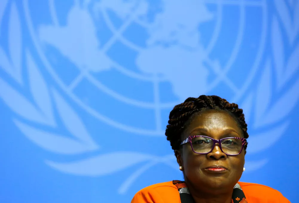 Reine Alapini Gansou, member of the UN Commission of inquiry on Burundi, attends a news conference at the United Nations in Geneva, Switzerland September 4, 2017. REUTERS/Denis Balibouse