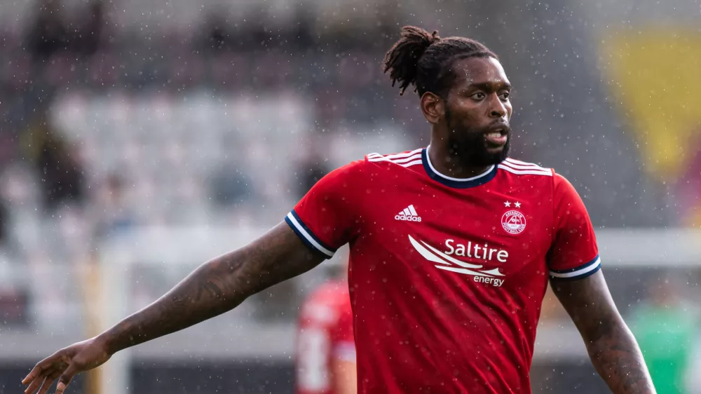 210729 Jay Emmanuel-Thomas of Aberdeen during the UEFA Conference League qualifying match between Häcken and Aberdeen on July 29, 2021 in Göteborg. Photo: Mathias Bergeld / BILDBYRÅN / COP 200 / MI0161 fotboll football soccer fotball uefa conference league häcken aberdeen bbeng kval qualifier No Use Sweden. No Use Norway. No Use Austria.
