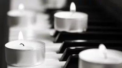 burning candles and pianoforte, monochrome image