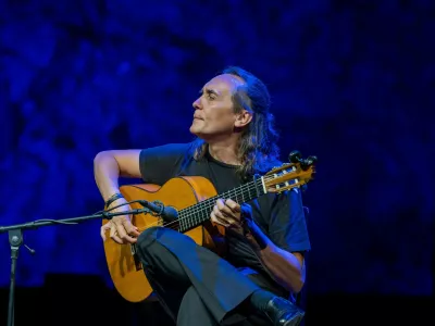 MALAGA, SPAIN - AUGUST 19: Spanish artist Vicente Amigo performs on stage during Starlite Occident 2023 at Cantera de Nagüeles, Marbella, on August 19, 2023 in Malaga, Spain. (Photo by STARLITE/Redferns)