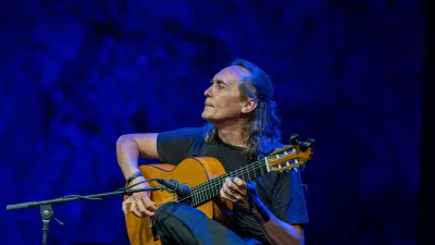 MALAGA, SPAIN - AUGUST 19: Spanish artist Vicente Amigo performs on stage during Starlite Occident 2023 at Cantera de Nagüeles, Marbella, on August 19, 2023 in Malaga, Spain. (Photo by STARLITE/Redferns)