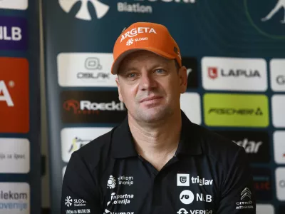 slovenski biatlonski trener Janez Marič26.3.2025 - Biatlon - novinarska konferenca Jakova Faka in Anamarije Lampič po koncu letošnje sezone svetovnega pokala.Foto: Luka Cjuha