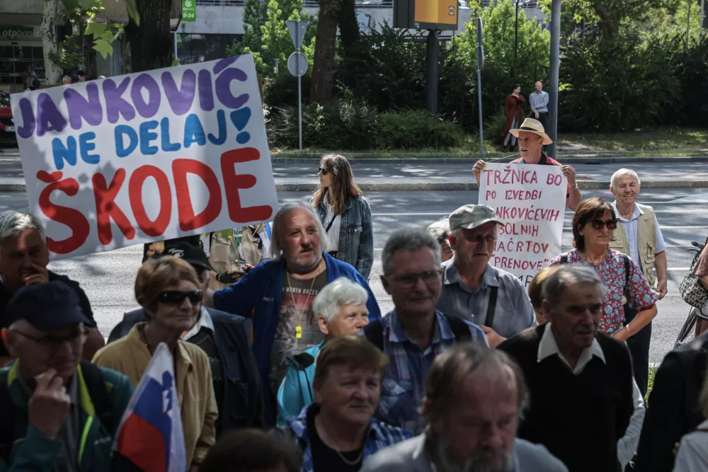 Mihael Jarc- 10.06.2025 - shod za zaščito stare Ljubljane, ki ga ob obravnavi postopka izdaje gradbenega dovoljenja za garažno hišo pod Ljubljansko tržnico pripravlja stranka Glas za otroke in družine; pred ministrstvom za naravne vire in prostor, Dunajska cesta 48//FOTO: Jaka Gasar