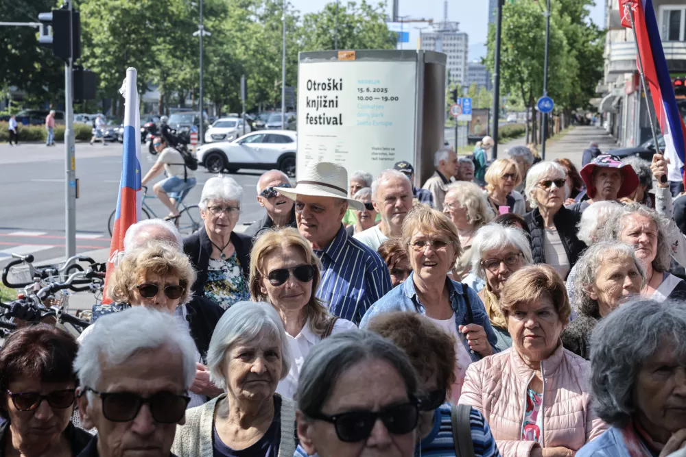 - 10.06.2025 - shod za zaščito stare Ljubljane, ki ga ob obravnavi postopka izdaje gradbenega dovoljenja za garažno hišo pod Ljubljansko tržnico pripravlja stranka Glas za otroke in družine; pred ministrstvom za naravne vire in prostor, Dunajska cesta 48//FOTO: Jaka Gasar