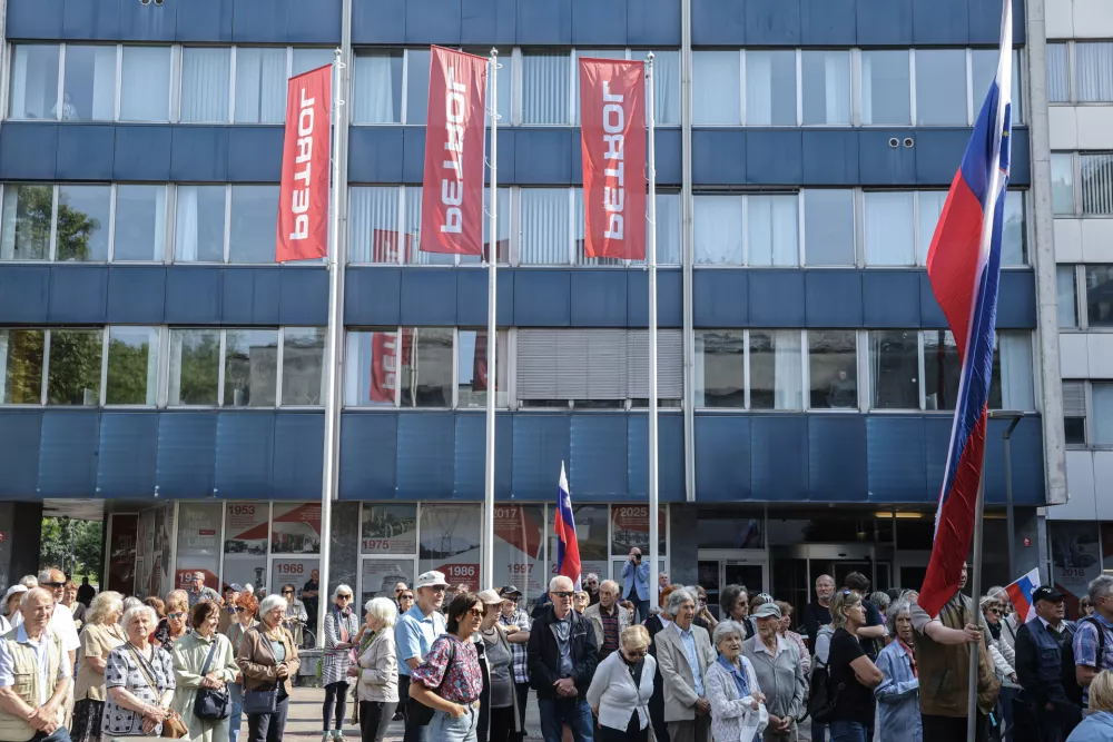 Petrol- 10.06.2025 - shod za zaščito stare Ljubljane, ki ga ob obravnavi postopka izdaje gradbenega dovoljenja za garažno hišo pod Ljubljansko tržnico pripravlja stranka Glas za otroke in družine; pred ministrstvom za naravne vire in prostor, Dunajska cesta 48//FOTO: Jaka Gasar