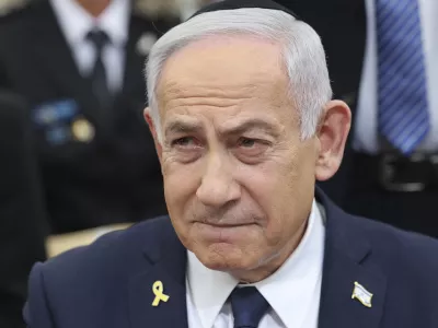 FILE - Israeli Prime Minister Benjamin Netanyahu attends a ceremony on the eve of Israel's Remembrance Day for fallen soldiers at the Yad LaBanim Memorial in Jerusalem, on April 29, 2025. (Abir Sultan/Pool Photo via AP, File)