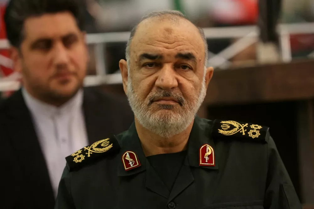 FILE PHOTO: Islamic Revolutionary Guard Corps (IRGC) Commander-in-Chief Major General Hossein Salami, attends a ceremony to mark the third anniversary of the killing of senior Iranian military commander General Qassem Soleimani in a U.S. attack, in Tehran, Iran, January 3, 2023. Majid Asgaripour/WANA (West Asia News Agency) via REUTERS ATTENTION EDITORS - THIS PICTURE WAS PROVIDED BY A THIRD PARTY/File Photo