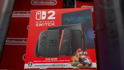 3BF1B9R In this photo illustration, the Nintendo Switch 2 advertisement seen displayed at an electronics store. The Nintendo Switch 2 is set to launch on June 5 with a starting price of 9.99 for the base console and 9.99 for a bundle including Mario Kart World. Pre-orders began on April 24 2025 in the U.S. through retailers like GameStop, Best Buy, Walmart and Target but stock sold out quickly due to high demand. Nintendo's My Nintendo Store uses a registration-based invite system with the first wave of invites sent out starting May 8, 2025 prioritizing Nintendo Switch Online members with at lea