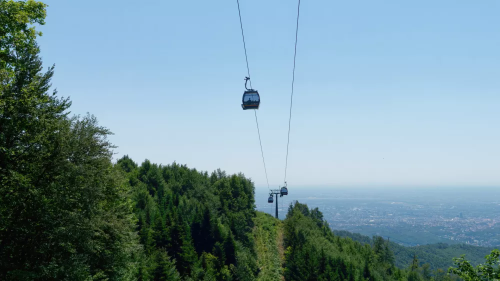 View from Sljeme mountain at the Zagreb cable car Sljeme, Zagreb, Croatia