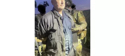 This photo made available by the Ramsey County Sheriff's Office shows Vance Luther Boelter, the man accused of assassinating the top Democrat in the Minnesota House, as he was arrested late Sunday, June 15, 2025. (Ramsey County Sheriff's Office via AP)