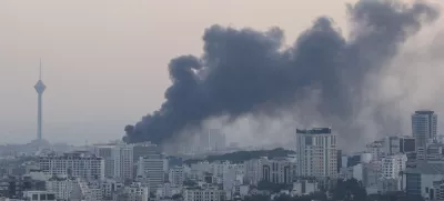 Smoke rises following an Israeli attack on the IRIB building, the country's state broadcaster, in Tehran, Iran, June 16, 2025. Majid Asgaripour/WANA (West Asia News Agency) via REUTERS  ATTENTION EDITORS - THIS PICTURE WAS PROVIDED BY A THIRD PARTY