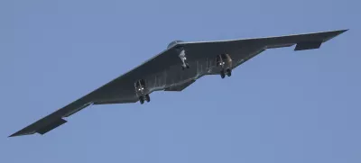 A B-2 bomber arrives at Whiteman Air Force Base Mo., Sunday, June 22, 2025. (AP Photo/David Smith)