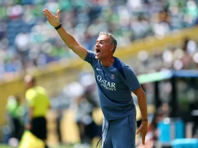 Soccer Football - FIFA Club World Cup - Group B - Seattle Sounders v Paris St Germain - Lumen Field, Seattle, Washington, U.S. - June 23, 2025 Paris St Germain coach Luis Enrique reacts REUTERS/Agustin Marcarian