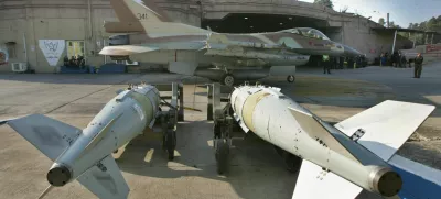 An Israeli F-16 fighter jet advances as it prepares to take off for a mission in Lebanon at Ramat David air force base in northern Israel, Thursday, July 20, 2006. Israeli warplanes launched new airstrikes on Beirut's southern suburbs, a Hezbollah stronghold, shortly after daybreak Thursday, followed by strikes in the guerrillas' heartland in the south and eastern Bekaa Valley. (AP Photo/Baz Ratner)
