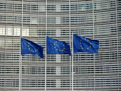 FILE PHOTO: European Union flags flutter outside the EU Commission headquarters in Brussels, Belgium, January 18, 2018. REUTERS/Francois Lenoir/File Photo