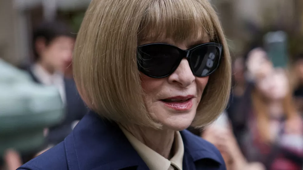 FILE PHOTO: Anna Wintour attends opening remarks during a press preview of The Costume Institute's exhibition "Superfine: Tailoring Black Style" at The Metropolitan Museum of Art in New York City, U.S., May 5, 2025. REUTERS/Caitlin Ochs/File Photo