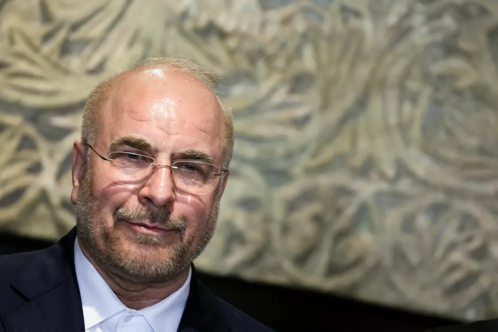 FILE PHOTO: Iranian Parliament Speaker Mohammad Baqer Qalibaf looks on after a press conference with Lebanese Parliament Speaker Nabih Berri, in Beirut, Lebanon, October 12, 2024. REUTERS/Amr Abdallah Dalsh/File Photo