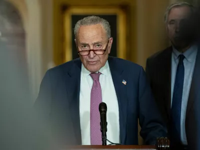 U.S. Senate Minority Leader Chuck Schumer (D-NY) speaks during a press conference following a weekly policy luncheon on Capitol Hill in Washington, D.C., U.S., June 24, 2025. REUTERS/Kevin Mohatt