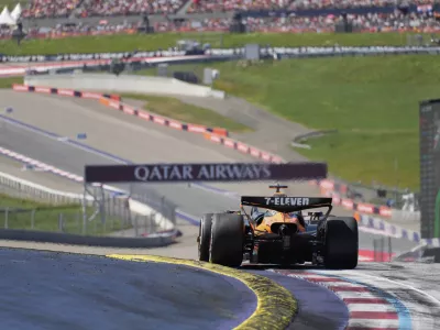 McLaren driver Lando Norris of Britain in action during the Austrian Formula One Grand Prix in Spielberg, Austria, Sunday, June 29, 2025. (AP Photo/Darko Bandic)