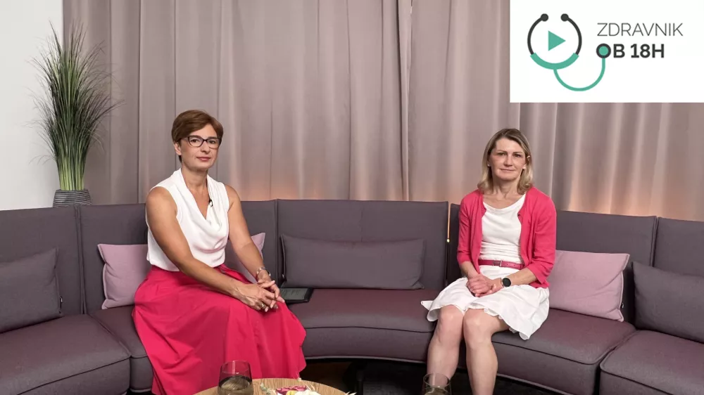 Tokratna gostja oddaje Zdravnik ob 18h, onkologinja doc. dr. Erika Matos (desno), je med drugim odgovorila na vprašanje moderatorke Vanje Badovinac, kaj lahko bolnice same storijo, da zmanjšajo tveganje za ponovitev raka dojk. (Foto: Aetas)