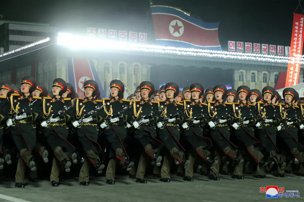 FILE PHOTO: Troops take part in a military parade to mark the 75th founding anniversary of North Korea's army, in Pyongyang, North Korea February 8, 2023, in this photo released by North Korea's Korean Central News Agency (KCNA).  KCNA via REUTERS  ATTENTION EDITORS - THIS IMAGE WAS PROVIDED BY A THIRD PARTY. REUTERS IS UNABLE TO INDEPENDENTLY VERIFY THIS IMAGE. NO THIRD PARTY SALES. SOUTH KOREA OUT. NO COMMERCIAL OR EDITORIAL SALES IN SOUTH KOREA./File Photo