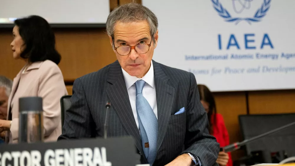 FILE PHOTO: International Atomic Energy Agency (IAEA) Director General Rafael Grossi waits for an emergency meeting of the agency's Board of Governors to discuss the situation in Iran following the U.S. attacks on the country's nuclear facilities, at the IAEA headquarters in Vienna, Austria, June 23, 2025. REUTERS/Elisabeth Mandl/File Photo