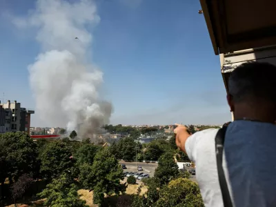 Smoke rises after a gas station exploded on the outskirts of Rome, Italy, July 4, 2025. REUTERS/Matteo Minnella