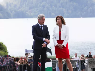 - Tanja Fajon, zunanja ministrica in gostiteljica foruma,- Robert Golob, predsednik vlade RS,- 03.09.2024. - Blejski strateški forum 2024.//FOTO: Bojan Velikonja