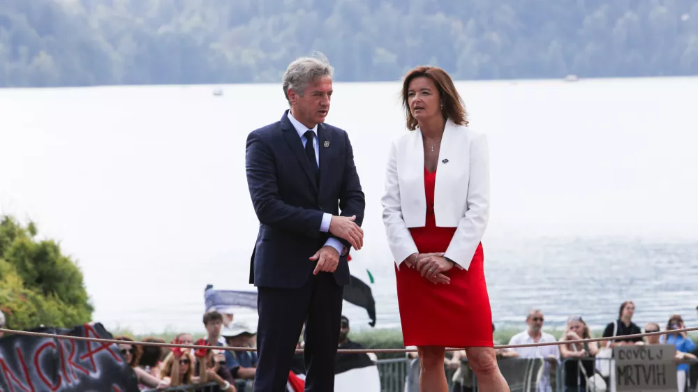 - Tanja Fajon, zunanja ministrica in gostiteljica foruma,- Robert Golob, predsednik vlade RS,- 03.09.2024. - Blejski strateški forum 2024.//FOTO: Bojan Velikonja