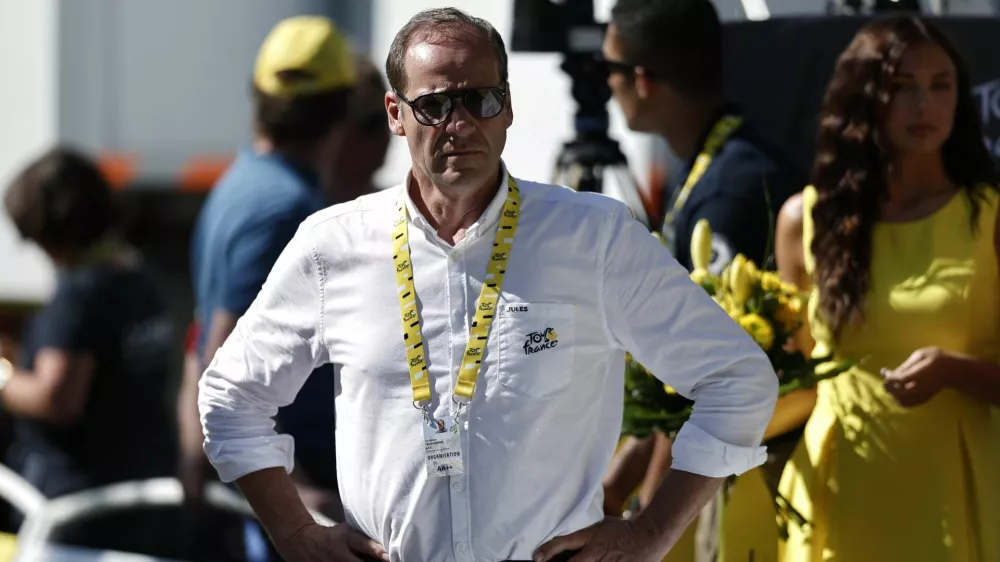 Cycling - Tour de France - Stage 6 - Bayeux to Vire Normandie - Bayeux, France - July 10, 2025 Tour de France director Christian Prudhomme looks on after stage 6 REUTERS/Benoit Tessier