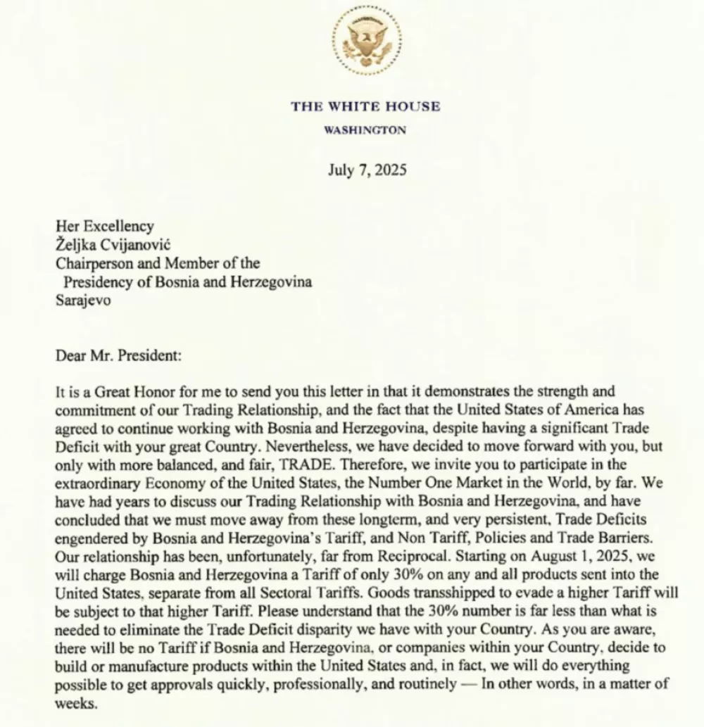 Trumpovo pismo z nerodnim spodrsljajem. Vir: Truth Social