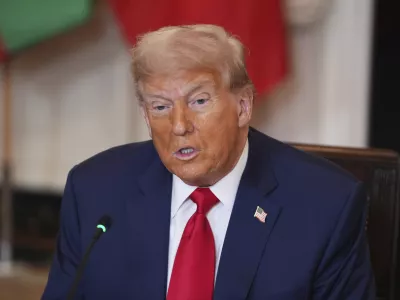 President Donald Trump speaks during a lunch with African leaders in the State Dining Room of the White House, Wednesday, July 9, 2025, in Washington. (AP Photo/Evan Vucci)