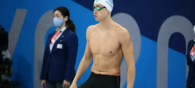 2JE15AN JULY 31st, 2021 - TOKYO, JAPAN:Kristjan Gkolomejevof Greece in action during the Swimming Men's 50m Freestyle Semifinals at the Tokyo 2020 Olympic Ga
