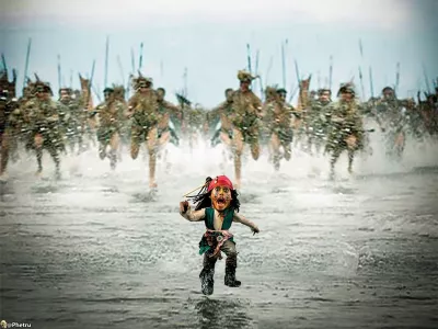 Story from Jam Press (Mini Movies)Pictured: Pirates of the Caribbean. Artist turns celebs into hilarious pint-sized movie stars – and Dua Lipa's a fanMonterrey-based content creator Oscar Hinojosa has a very particular set of skills — the kind that involves making movie heroes small enough to fit in your pocket. Using nothing but Photoshop, a well-timed brownie, and the brainchild of one very tiny dog, Oscar has carved out a delightfully odd digital niche: creating "mini celebrities" from film, sport, and pop culture.His inspiration? A pint-sized pup and a weekend experiment with a "special brownie." Oscar recalls staring at his miniature mutt and thinking, "What would I look like if I were that tiny?" One Photoshop session later, he had his answer. Since then, he's miniaturized everyone from Michael J. Fox in Back to the Future to a shrunken Will Smith fending off miniature monsters in I Am Legend. "It's nostalgic and fun," he says."As long as people keep enjoying it, I'll keep creating." And enjoy it, they do. Oscar's micro-makeovers of Gladiator's Russell Crowe wielding a thimble-sized sword, or Cillian Murphy brooding in a baby Peaky Blinders cap, have earned him thousands of likes and a few celebrity reposts. Finneas (Billie Eilish's brother) is a serial sharer, and Oscar suspects he might be using the mini edits to tease his sister. Meanwhile, Dua Lipa gave one of his posts her stamp of approval — a moment he describes as "surreal."Each piece takes about 30 minutes now (down from an hour), all crafted manually with Adobe Photoshop — no AI, just old-school YouTube learning. While some edits are a breeze, like a tiny Kevin from Home Alone defending his micro-house, others like his tennis-themed pieces or Cristiano Ronaldo lifting a mouse-sized trophy take time and a perfect shot. And what's the most common reaction? "People love it when I mini someone who's already short. I get comments like, 'Where's the edit?'" Oscar laughs. With over 30,000 likes on some posts and a global fanbase, Oscar (also known as Phetru) proves that no dream is too small — literally.ENDS,Image: 1020791308, License: Rights-managed, Restrictions:, Model Release: no