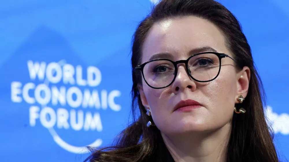FILE PHOTO: Yulia Anatoliivna Svyrydenko, First Vice Prime Minister of Ukraine, takes part in the panel discussion "Ukraine: The Road Ahead" at the 55th annual World Economic Forum (WEF) meeting in Davos, Switzerland, January 23, 2025. REUTERS/Yves Herman/File Photo
