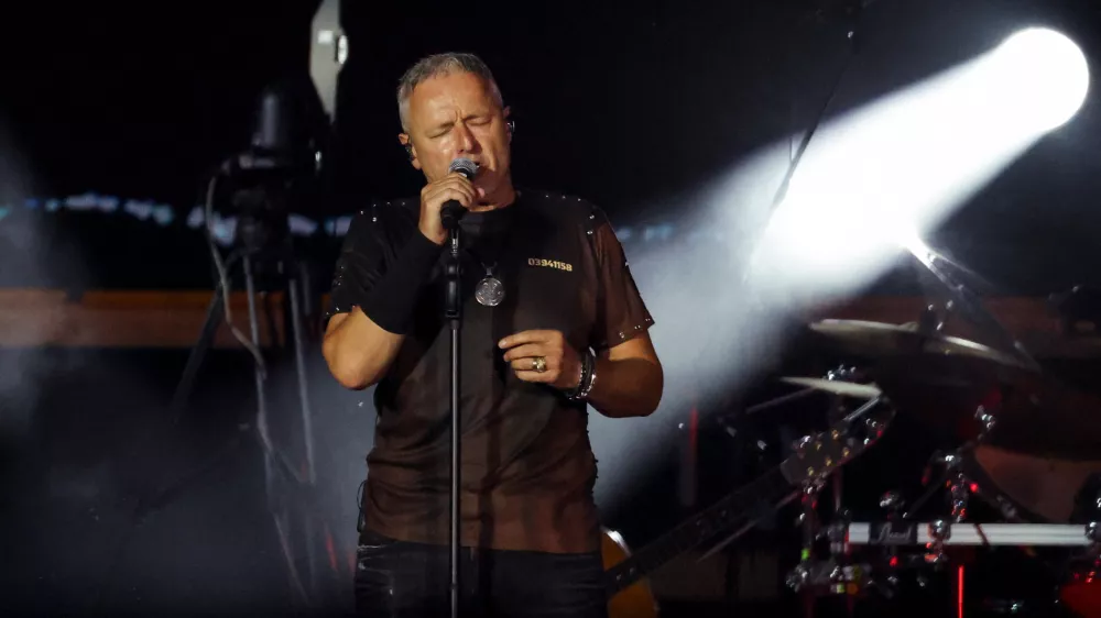 Marko Perkovic Thompson performs during the concert that is poised to break the world record for largest paid concert, in Zagreb, Croatia, July 5, 2025. REUTERS/Antonio Bronic