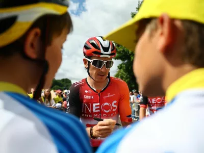 Cycling - Tour de France - Stage 18 - Vif to Courchevel Col de la Loze - Vif, France - July 24, 2025 Ineos Grenadiers' Geraint Thomas before the start of stage 18 REUTERS/Sarah Meyssonnier