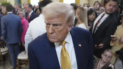President Donald Trump is seen leaving after signing the "Halt All Lethal Trafficking of Fentanyl Act," during a ceremony in the East Room of the White House, Wednesday, July 16, 2025, in Washington. (AP Photo/Evan Vucci)