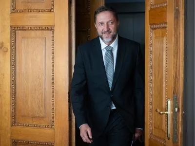 Ljubljana, ministrstvo za finance.Srecanje evropske komisarke za siritev Marte Kos in financnega ministra Klemna Bostjancica.Minister za finance Klemen Bostjancic.